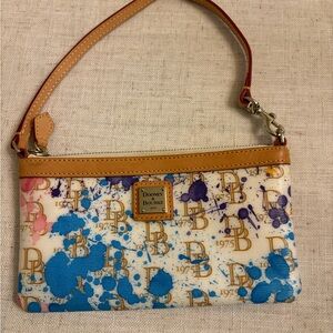 Dooney & Bourke Blue and Tan Clutch Wristlet